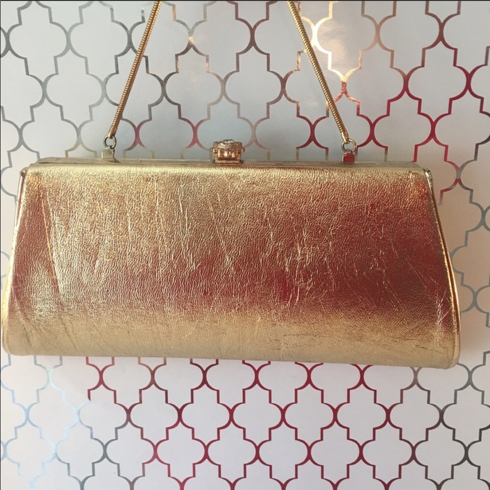 5 for 25 EUC Vintage gold clutch
